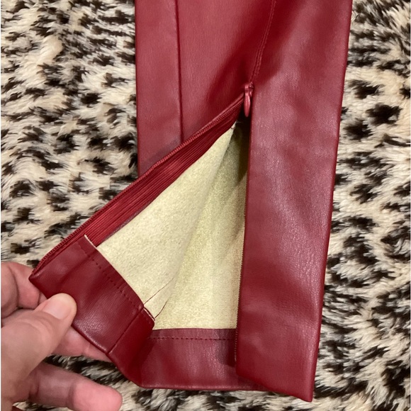 Zara Red faux leather Leggings - Picture 13 of 16
